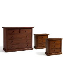 MOBILI 2G - GRUPPO COMO' E 2 COMODINI ARTE POVERA TINTA NOCE vista como' e comodini