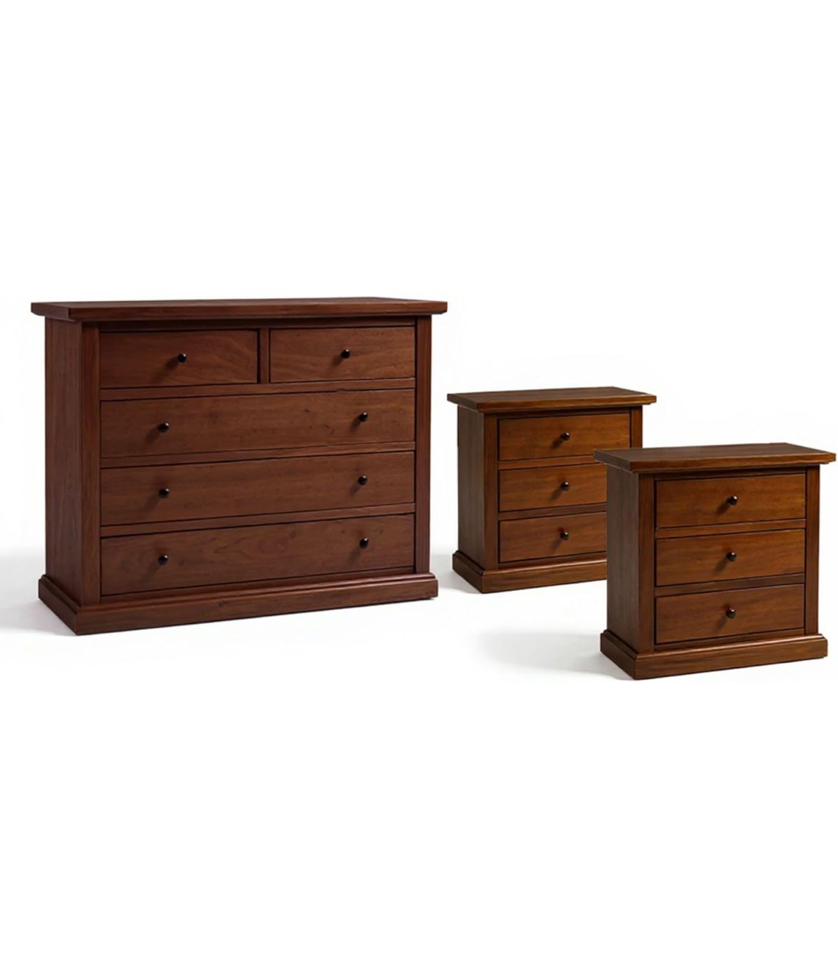 MOBILI 2G - GRUPPO COMO' E 2 COMODINI ARTE POVERA TINTA NOCE vista como' e comodini