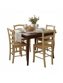 Set tavolo quadrato a libro noce 90x90 100x100 allungabile con 4 sedie gialle