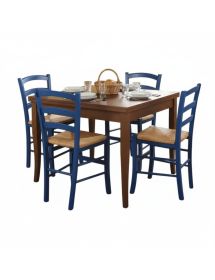 Set tavolo quadrato a libro noce 90x90 100x100 allungabile con 4