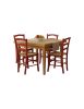 Set tavolo quadrato a libro noce chiaro 90x90 100x100 allungabile con 4 sedie rosse