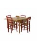Set tavolo quadrato a libro noce chiaro 90x90 100x100 allungabile con 4 sedie rosse