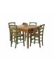 Set tavolo quadrato a libro noce chiaro 90x90 100x100 allungabile con 4 sedie verdi