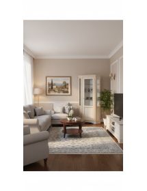 MOBILI 2G - VETRINA ANGOLO SHABBY IN LEGNO MASSELLO 1 PORTA AVORIO/ARGENTO L.76 P.76 H.215