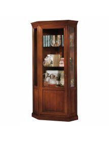 VETRINA ANGOLO IN LEGNO MASSELLO 1 PORTA TINTA NOCE L.75 P.75 H.215