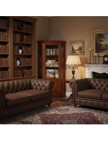 VETRINA ANGOLO IN LEGNO MASSELLO 1 PORTA TINTA NOCE L.75 P.75 H.215