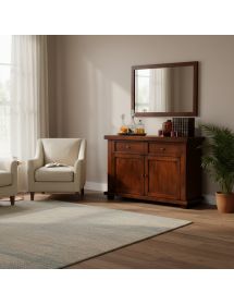 MADIA CREDENZA IN LEGNO MASSELLO 2 ANTE TINTA NOCE L.120 P.45 H.83