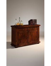 MADIA CREDENZA IN LEGNO MASSELLO 2 ANTE TINTA NOCE L.120 P.45 H.83