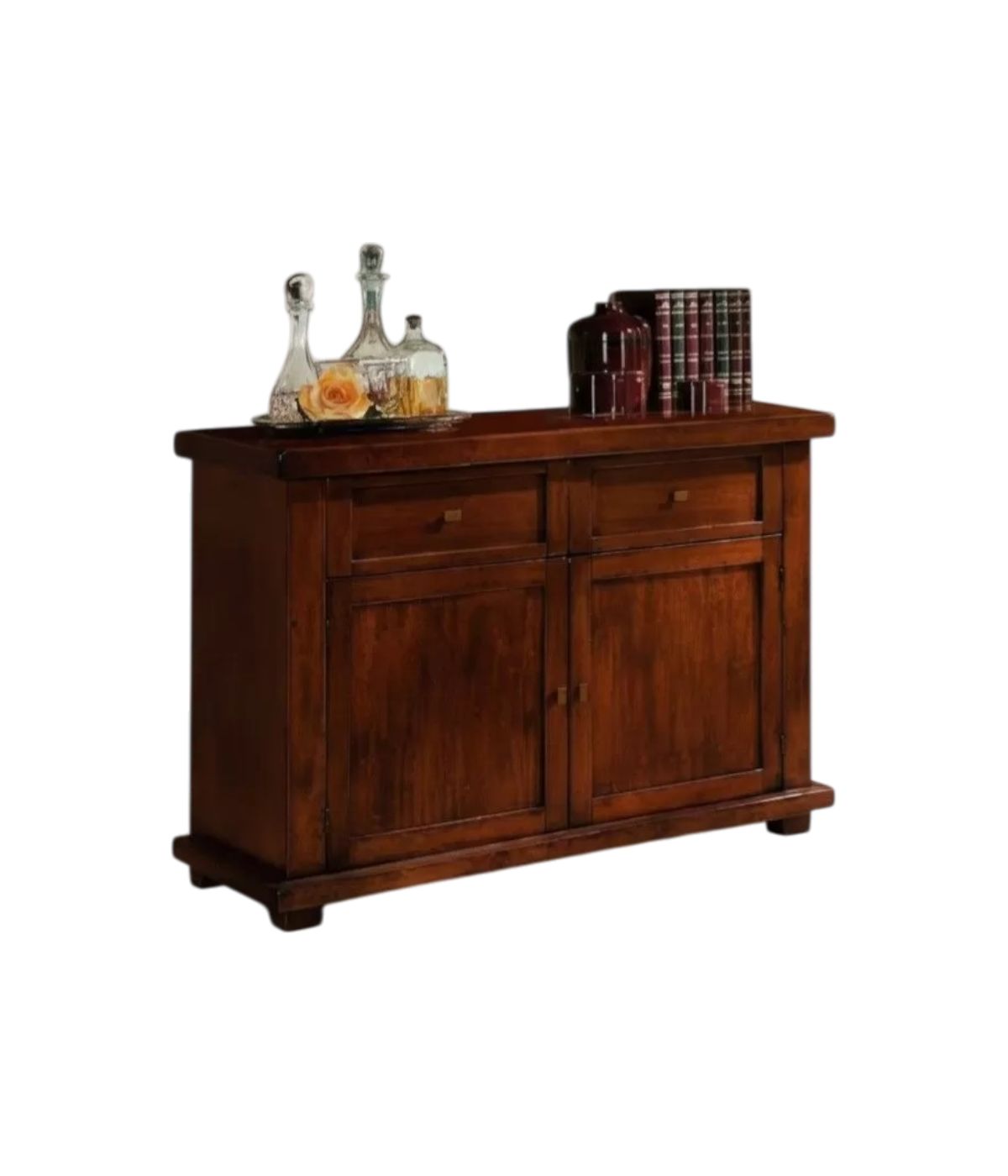 MADIA CREDENZA IN LEGNO MASSELLO 2 ANTE TINTA NOCE L.120 P.45 H.83