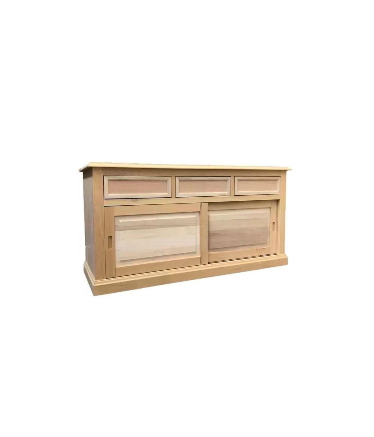 Madia credenza 2 ante scorrevoli 3 cassetti legno grezzo 157x53x80