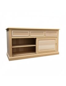 Madia credenza 2 ante scorrevoli 3 cassetti legno grezzo 157x53x80