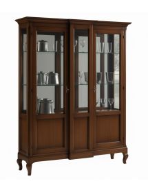 MOBILI 2G - VETRINA 2 ANTE LEGNO ARTE POVERA NOCE 163X46X208 VISTA FRONTALE