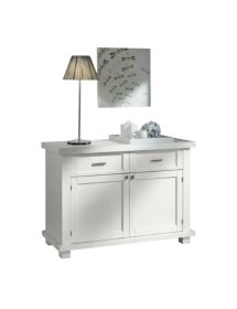 MOBILI 2G - MADIA CREDENZA IN LEGNO MASSELLO 2 ANTE LACCATO BIANCO L.120 P.45 H.83