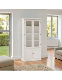 VETRINA CLASSICA IN LEGNO BIANCO ANTICATO 90X41X186H (1387)