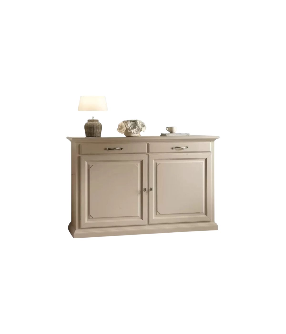 MOBILI 2G - MADIA CREDENZA SHABBY IN LEGNO MASSELLO 2 PORTE AVORIO L.172 P.52 H.110