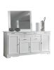 MADIA CREDENZA IN LEGNO MASSELLO 4 PORTE LACCATO BIANCO L.222 P.52 H.108