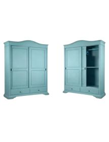 ARMADIO 2 PORTE LEGNO SHABBY AZZURRO 180x67x225