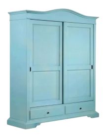 ARMADIO 2 PORTE LEGNO SHABBY AZZURRO 180x67x225