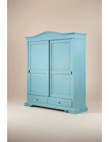 ARMADIO 2 PORTE LEGNO SHABBY AZZURRO 180x67x225