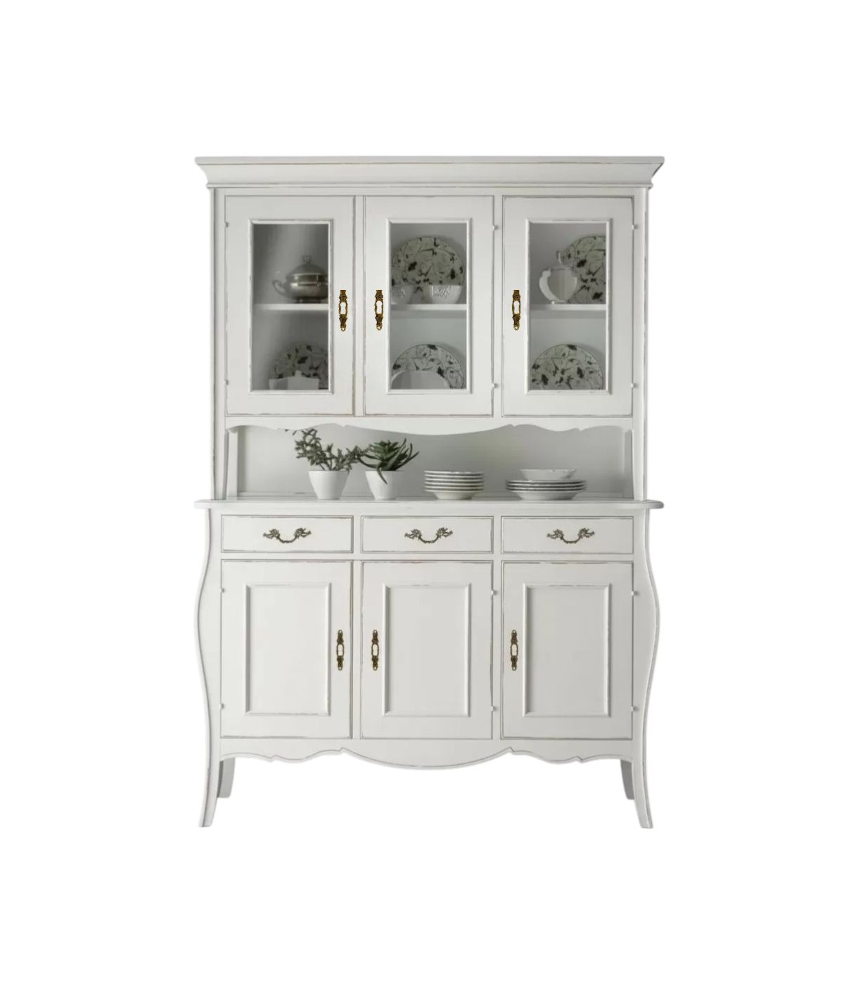 Cristalliera classica legno bianco spigolato marrone 151x50x214 (3088+3089)