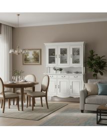 Cristalliera classica legno bianco spigolato marrone 151x50x214 (3088+3089)