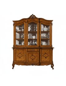 CRISTALLIERA IN LEGNO 3 PORTE 1 CASSETTO IMPERO NOCE BASSANO 179X61XH230