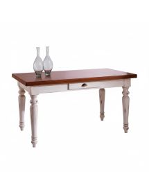 MOBILI 2G - TAVOLO RETTANGOLARE 1 CASSETTO LEGNO SHABBY 160X90x80