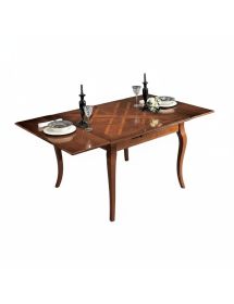 MOBILI 2G - TAVOLO RETTANGOLARE INTARSIO LEGNO TINTA NOCE 170X90x80 vista laterale