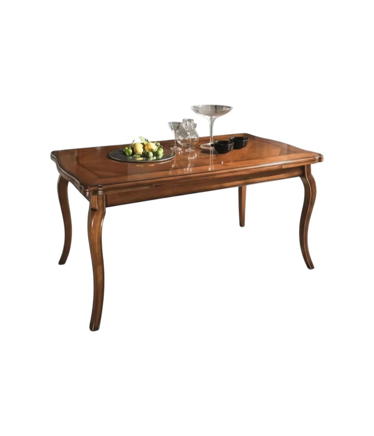 MOBILI 2G - Tavolo allungabile quadrato classico tinta noce 110X110x78 vista laterale