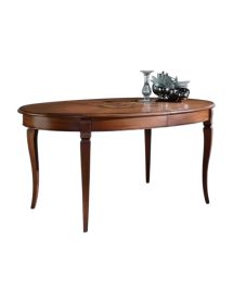 MOBILI 2G - Tavolo ovale allungabile Classico Legno Intarsio Tinta Noce 160x110x77