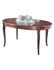 MOBILI 2G - Tavolo ovale allungabile Classico Legno Intarsio Tinta Noce 160x110x77 vista frontale