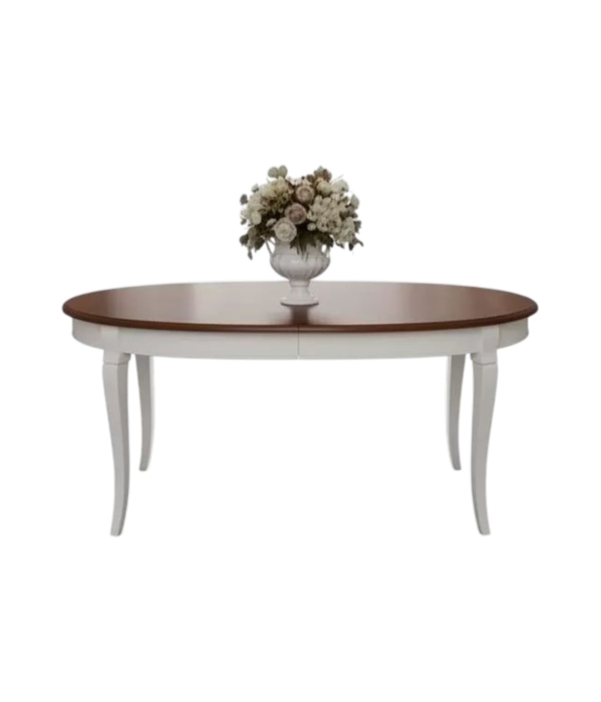 MOBILI 2G - Tavolo ovale allungabile Classico Legno Intarsio shabby bicolore 160x110x77 vista laterale