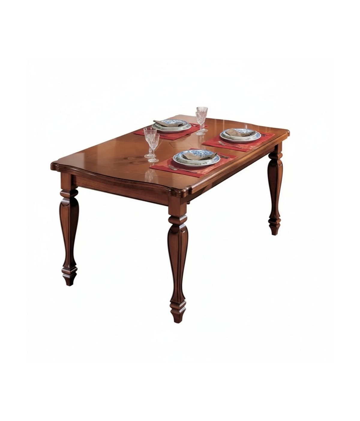 MOBILI 2G - Tavolo classico sagomato allungabile rettangolare bassano 160X100x80 vista frontale