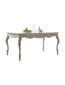 MOBILI 2G - TAVOLO ALLUNGABILE CLASSICO GAMBA INTAGLIATA BIANCO L.161 P.101 H.81