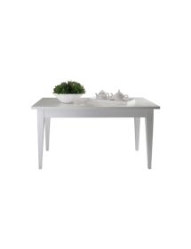TAVOLO SHABBY ALLUNGABILE GAMBA A SPILLO LEGNO MASSELLO BIANCO L.140 P.90 H.80