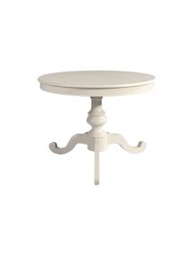 TAVOLO ARTE POVERA ROTONDO COLORE BIANCO OPACO D.100, 1 ALLUNGA 40 CENTIMETRI (1468)