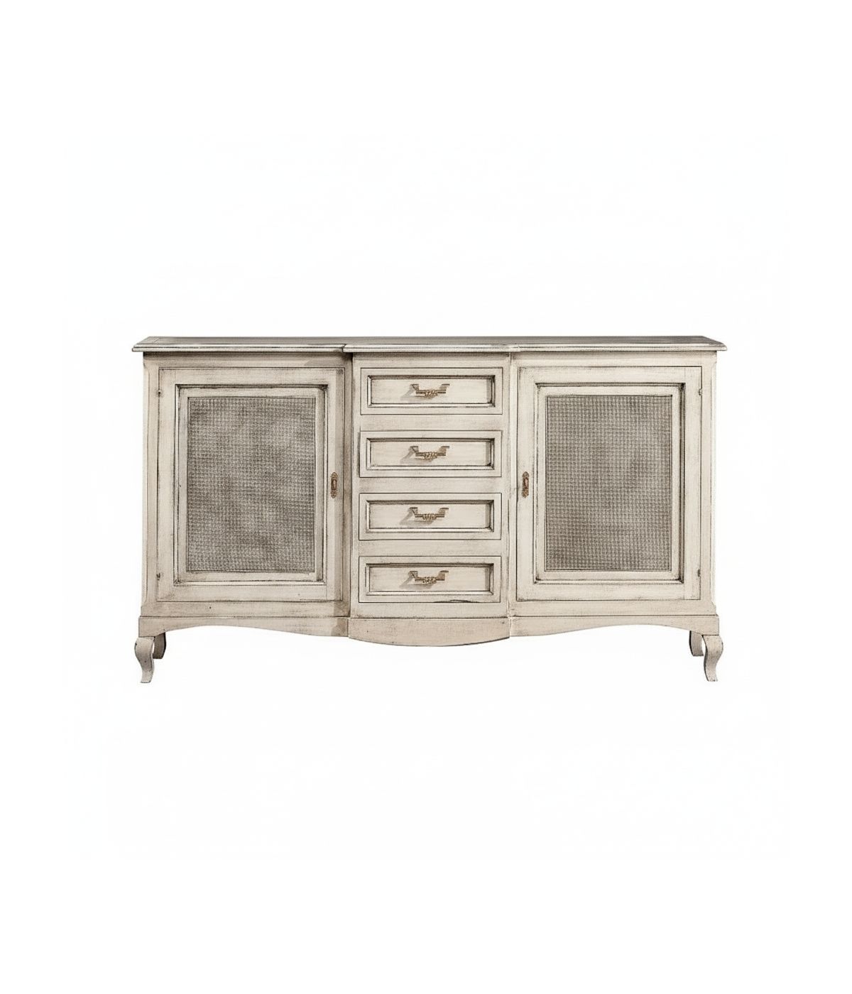 MADIA 2 PORTE 4 CASSETTI PAGLIA DI VIENNA SHABBY 200X52x113