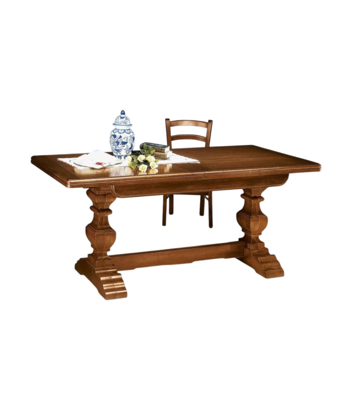 TAVOLO ARTE POVERA ALLUNGABILE  RIQUADRATO IN LEGNO L.160 P.85 H.78