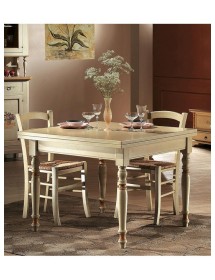 MOBILI 2G - TAVOLO A LIBRO IN LEGNO LACCATO AVORIO-OCRA  L.100 P.100 H.80