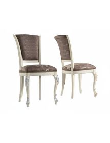 SEDIA INTAGLIATA IN LEGNO IMBOTTITA BIANCO ORO ARGENTO