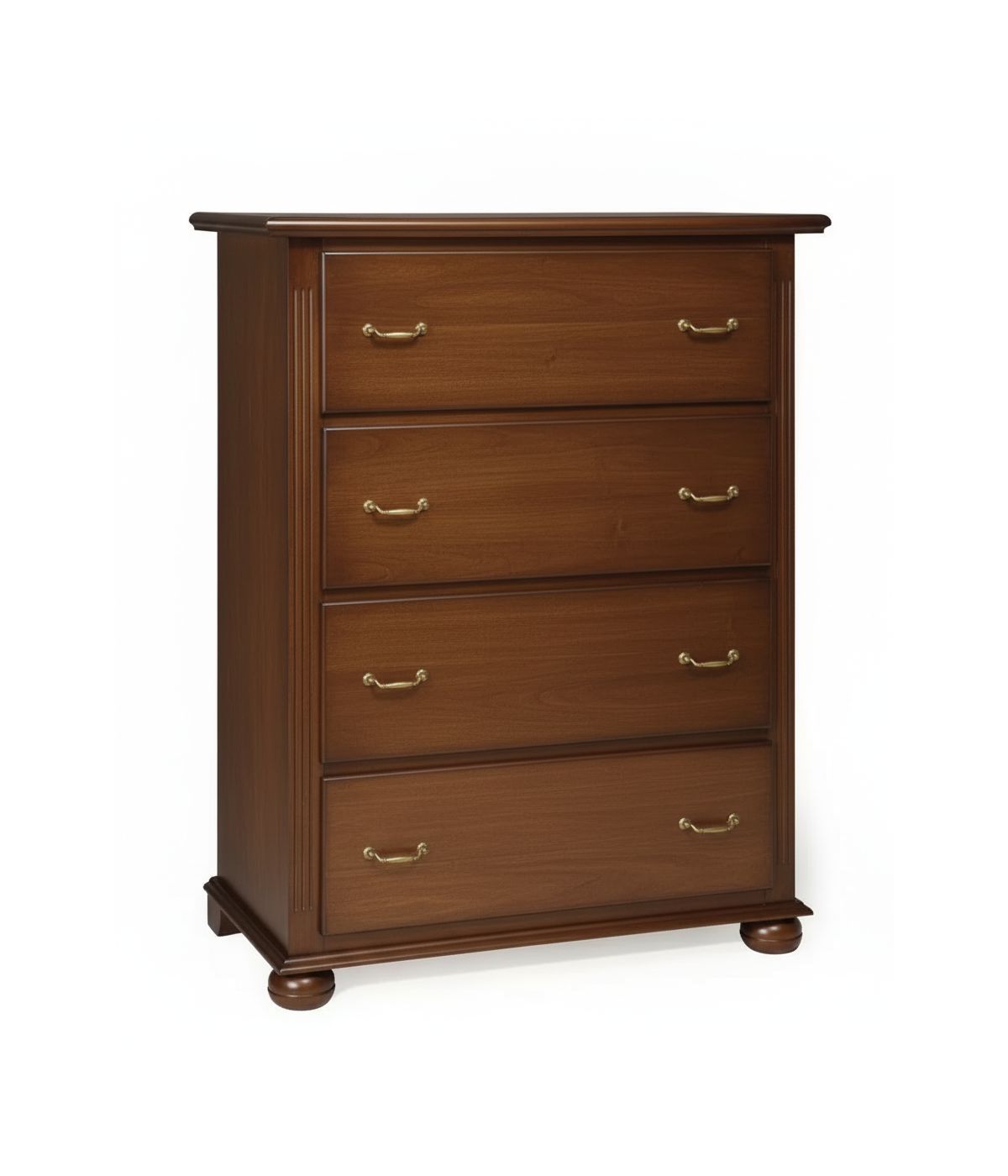 Cassettiera 4 cassetti in legno arte povera tinta noce 102x50X140