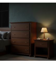 Cassettiera 4 cassetti in legno arte povera tinta noce 102x50X140