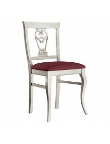 Sedia classica imbottita tessuto mongolfiera shabby bianco 46x45x93