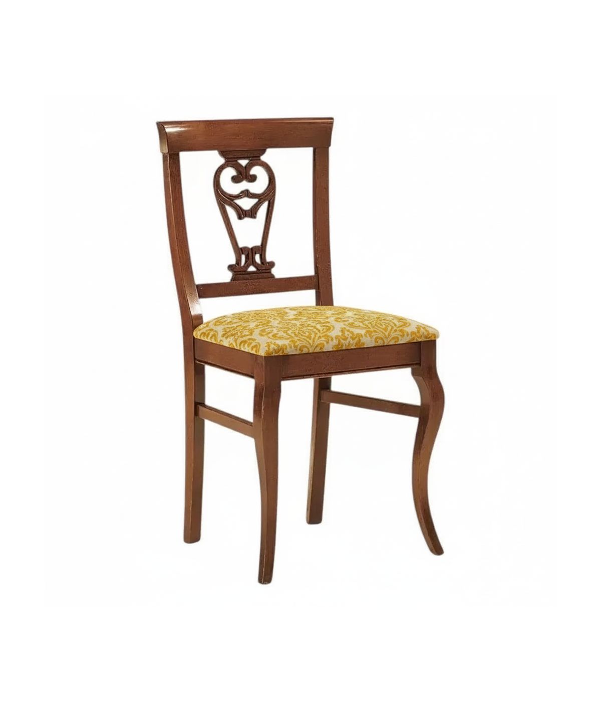 Sedia classica imbottita tessuto mongolfiera tinta noce 46x45x93