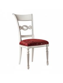 MOBILI 2G - Sedia classica imbottita tessuto shabby bianco 51x64x99 vista frontale