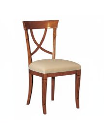 Sedia classica legno imbottita tessuto noce 47x50x95