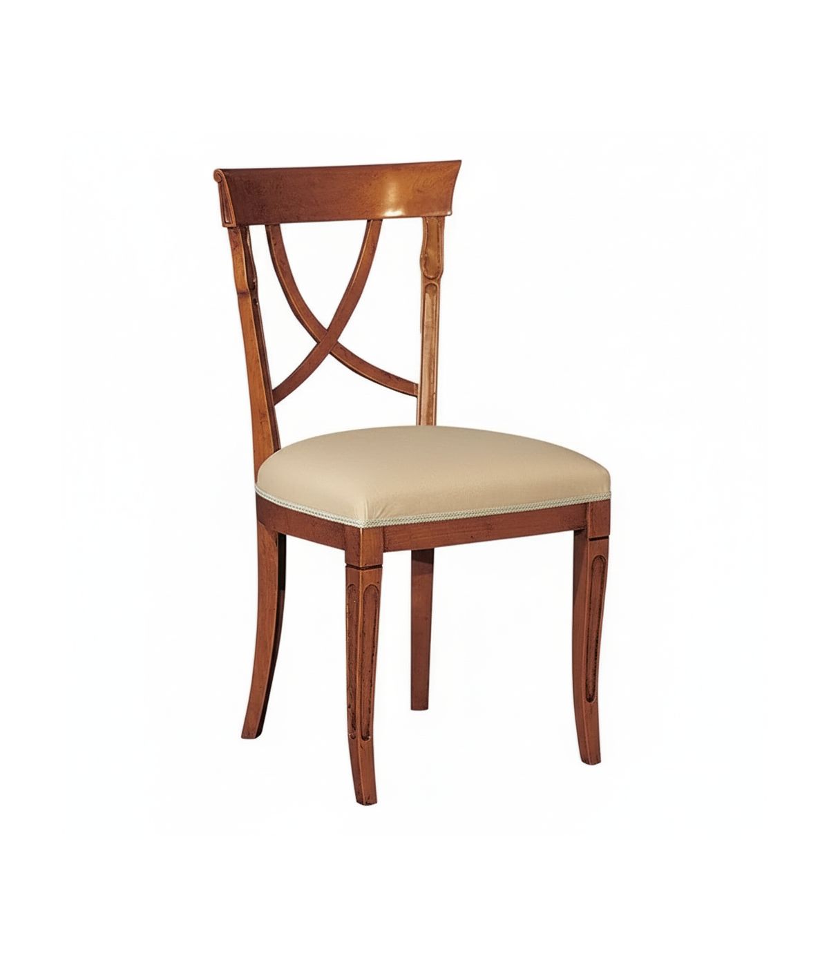 Sedia classica legno imbottita tessuto noce 47x50x95