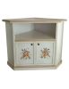 Porta tv legno 2 ante shabby bianco anticato decoro filo ocra 72X63X80
