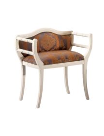 MOBILI 2G - POLTRONA IMBOTTITA IN LEGNO MASSELLO INTAGLIATA CON FREGI