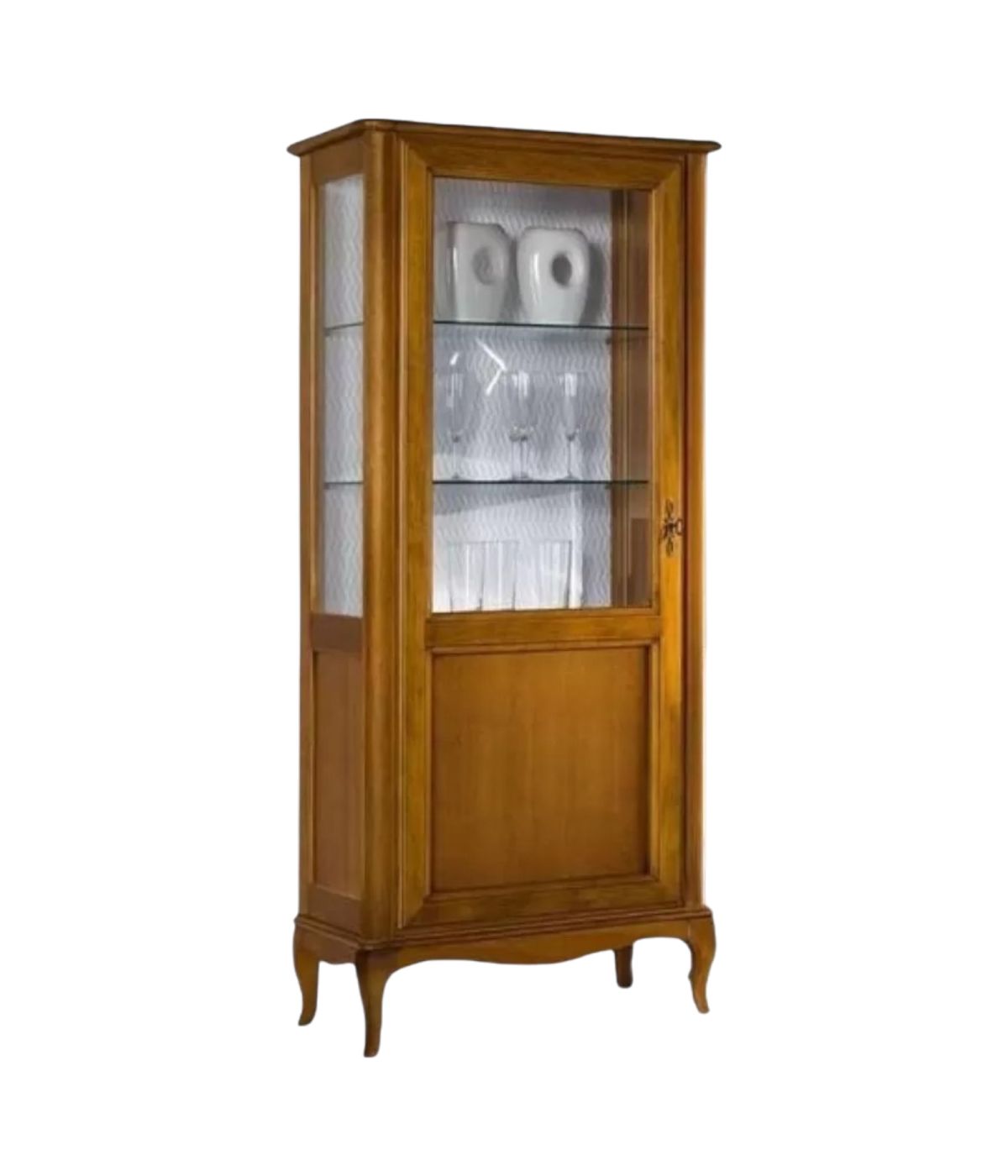 Vetrina colonna classica 1 porta Sx legno noce bassano 76x44x180